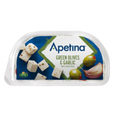 Сыр фета с чесноком и зелеными оливками Apetina 100/60г