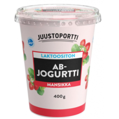 Йогурт безлактозный Juustoportti AB-jogurtti 400г mansikka клубника