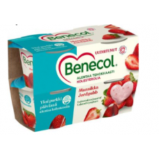 Йогурт с клубникой Benecol 4X115г для снижения холестерина с низким содержанием жиров