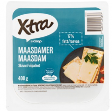 Сыр сливочный X-tra Maasdam 17 % 400г в нарезке