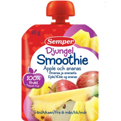 Детское фруктовое пюре Semper Smoothie Djungel 90г с 6 месяцев