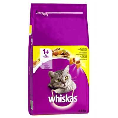 Сухой корм для взрослых кошек Whiskas 1+ 3,8 кг курица