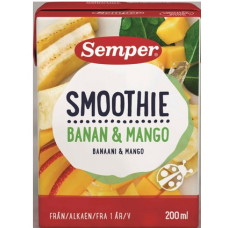 Фруктовое пюре для детей Semper Smoothie Banaani Mango 200 мл с 1 года банан манго