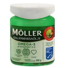 Капсулы с маслом печени трески Moller Omega-3 & Vitamins AD 120 капсул