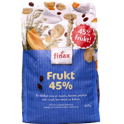 Мюсли Finax Frukt 45% 650г с фруктами