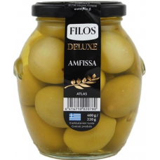 Большие зеленые оливки Filos Deluxe Amfissa 400/220г