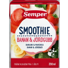 Смузи SemperSmoothie Banaani Mansikka 200мл с 1 года банан и клубника