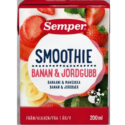 Смузи SemperSmoothie Banaani Mansikka 200мл с 1 года банан и клубника