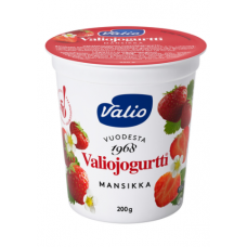 Йогурт без лактозы  Valio jogurtti mansikka HYLA 200г клубника