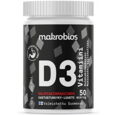 Жевательные таблетки с витамином D со вкусом солодки Makrobios D3 Salmiakki 50мг 150шт