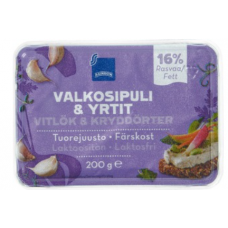 Сыр сливочный Rainbow Valkosipuli & Yrtit 200г с чесноком и зеленью