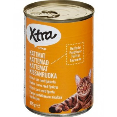 Влажный корм для кошек в соусе с мясом птицы Xtra Kissanruoka Paloja Kastikkeessa 415г